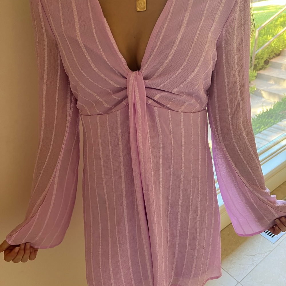 Purple Embroidered Mini Dress/Coverup